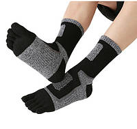 Спортивые демисезонные носки с пальцами (осень) 40-43 черно-серые