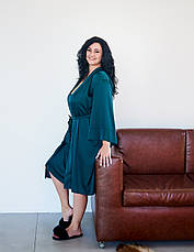 Комплект нічна сорочка пеньюар та халат шовк Армані р.2XL,3XL, фото 4