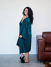 Комплект нічна сорочка пеньюар та халат шовк Армані р.2XL,3XL, фото 3