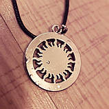 Чоловічий жіночий кулон слов'янський оберег Коловрат у сонці на шнурку, фото 2