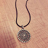 Чоловічий жіночий кулон слов'янський оберег Коловрат у сонці на шнурку, фото 4