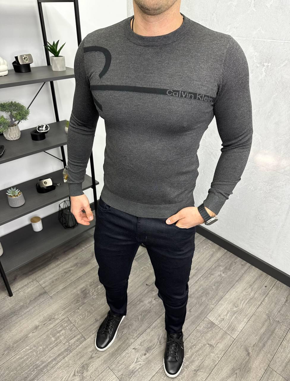 Чоловіча кофта світшот Calvin Klein H3910 сіра, фото 1