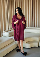 Комплект нічна сорочка пеньюар та халат шовк Армані р.2XL,3XL