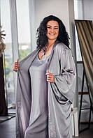 Комплект нічна сорочка пеньюар та халат шовк Армані р.2XL,3XL