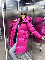 Тёплый женский зимний пуффер с капюшоном и карманами длина 100 см Gv2553
