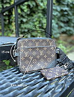 Мужская сумка 3 в 1 Louis Vuitton Месенджер мужской кожаный Луи Витон Городская коричневая сумка Барсетка