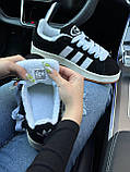 Жіночі кросівки на хутрі Adidas Campus Black White Gum Fur, фото 3