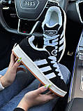 Жіночі кросівки на хутрі Adidas Campus Black White Gum Fur, фото 6
