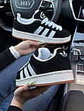 Жіночі кросівки на хутрі Adidas Campus Black White Gum Fur, фото 8