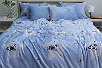 Комплект постельного белья велсофт из микрофибры голубой