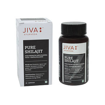 SHILAJIT PURE 60KAP. JIVA, ШИЛАДЖИТ ЧИСТИЙ 60КАП. ДЖИВА