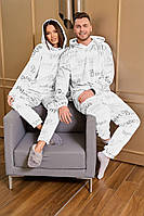 Парная пижама махровая эко кролик с капюшоном Турция мужская пижама , женская пижама ( можно купить парой) молочный, 54/56