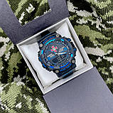 Тактичний багатофункціональний годинник Patriot 001 Black-Blue ЗСУ Tactic UA + Коробка Camo, фото 5