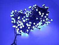 Светодиодная гирлянда-нить черная проволока 300 LED Xmas матовая круглая 13 м синий