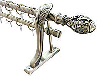Карниз для штор Orvit Джанет металевий дворядний ретро кручена труба кільце Антик бронза 25\19 мм 160 см