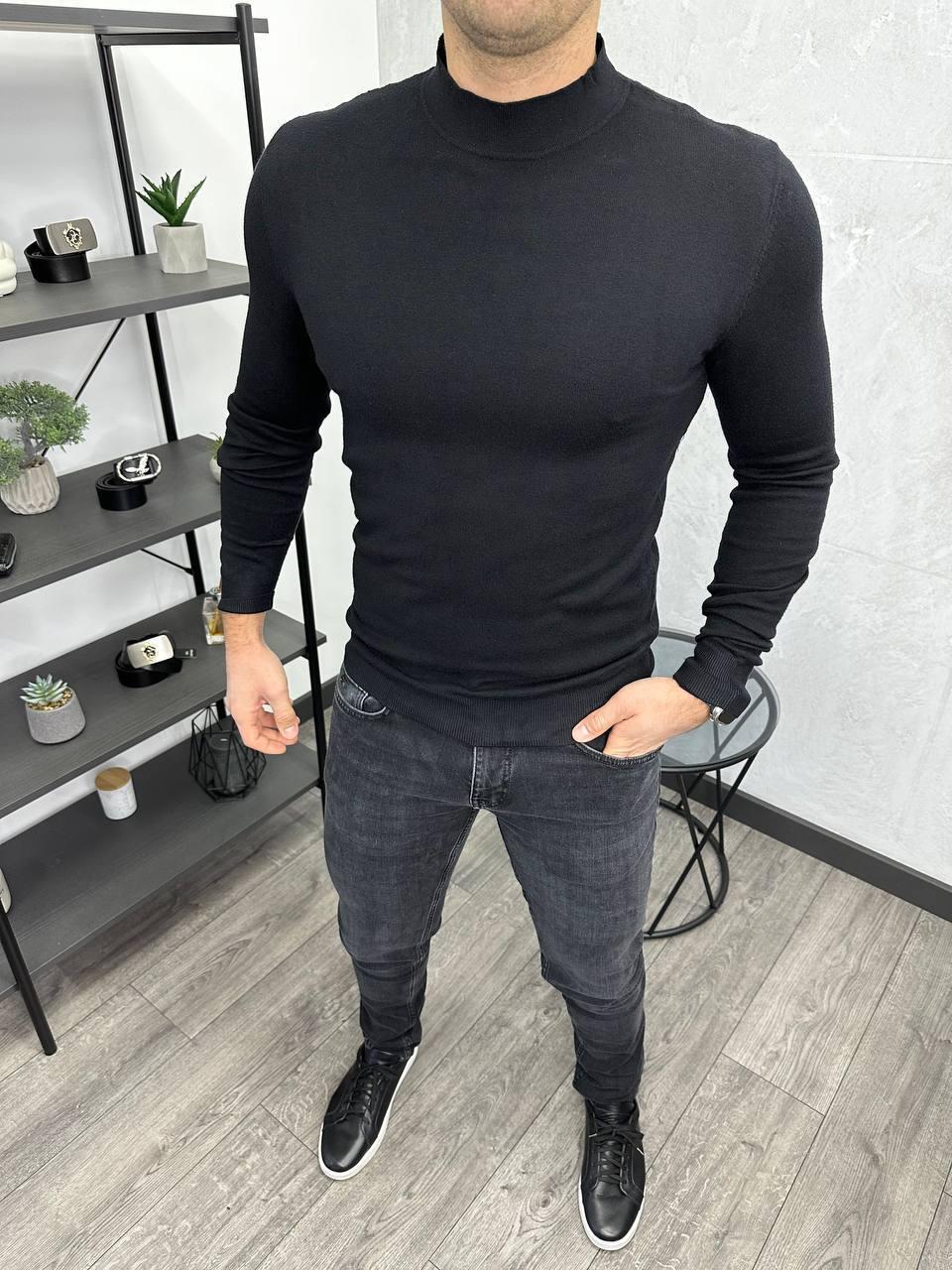 Чоловіча кофта гольф H3916 чорна
