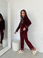 Женская пижама Victoria's Secret бордового цвета ткань бархат размер XL