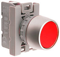 Кнопка втайне BSP Красный 1 NO кольцо никелированное Spamel SP22-AKC-10/.
