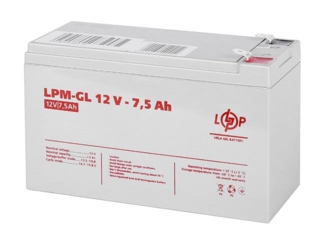Акумулятор гелевий LPM-GL 12V - 7.5 Ah, фото 1