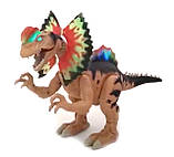 Іграшковий дитячий динозавр, коричневий, ходить, рухає пащею та пластинами, підсвічування очей та спини, звук, 45*13*27см (WS, фото 3