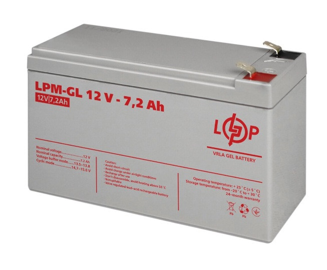 Акумулятор гелевий LPM-GL 12V - 7.2 Ah