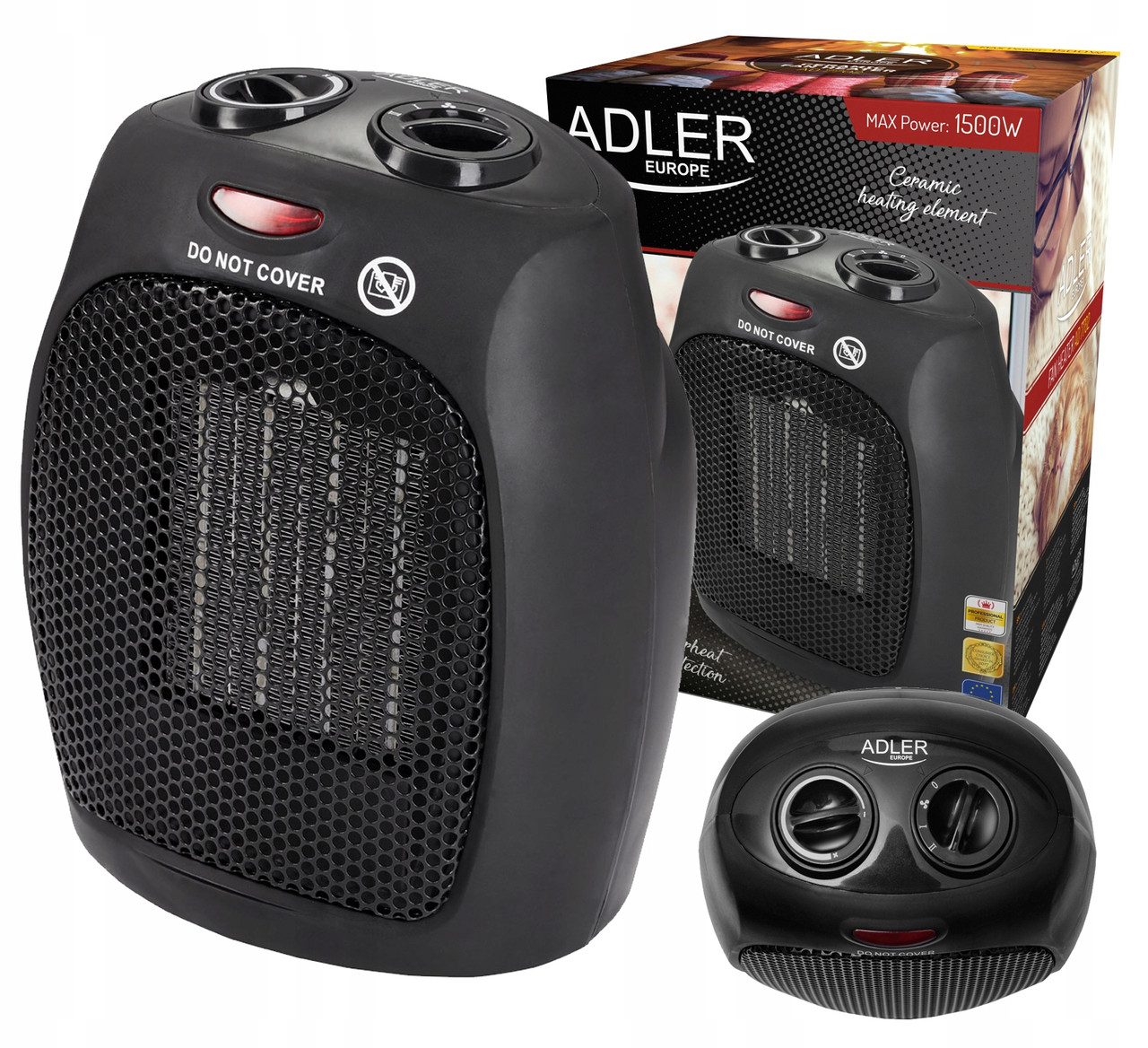 Керамічний тепловентилятор Adler AD 7702 з 2 режимами (1500 Вт, Польща), фото 1