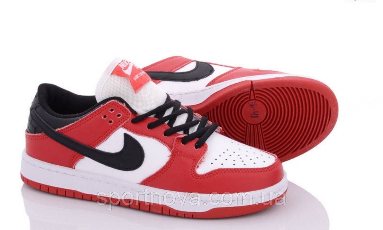 Чоловічі кросівки демісезонні Nike Dunk шкіра червона з білим р 42