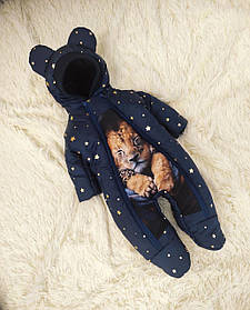 Дитячий теплий комбінезон чоловічок для новонародженого 0-3 міс 56-62 см Зима Весна Осінь