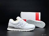 Жіночі зимові кросівки New Balance 574 шкіряні з хутром молодіжні білі, фото 6