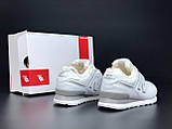 Жіночі зимові кросівки New Balance 574 шкіряні з хутром молодіжні білі, фото 7
