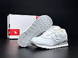 Жіночі зимові кросівки New Balance 574 шкіряні з хутром молодіжні білі, фото 8