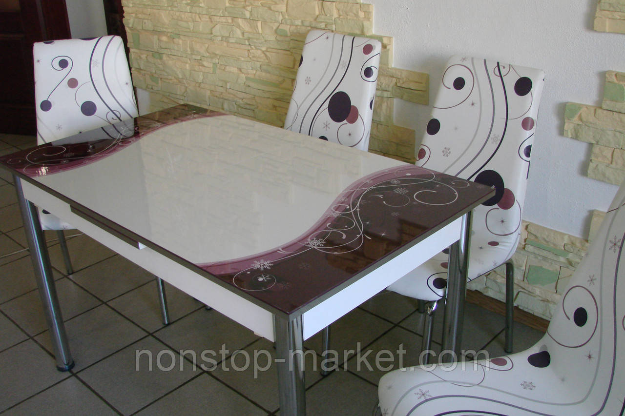 Комплект стіл і стільці для кухні "Сніжинки фіолетові" (Лотос-М)