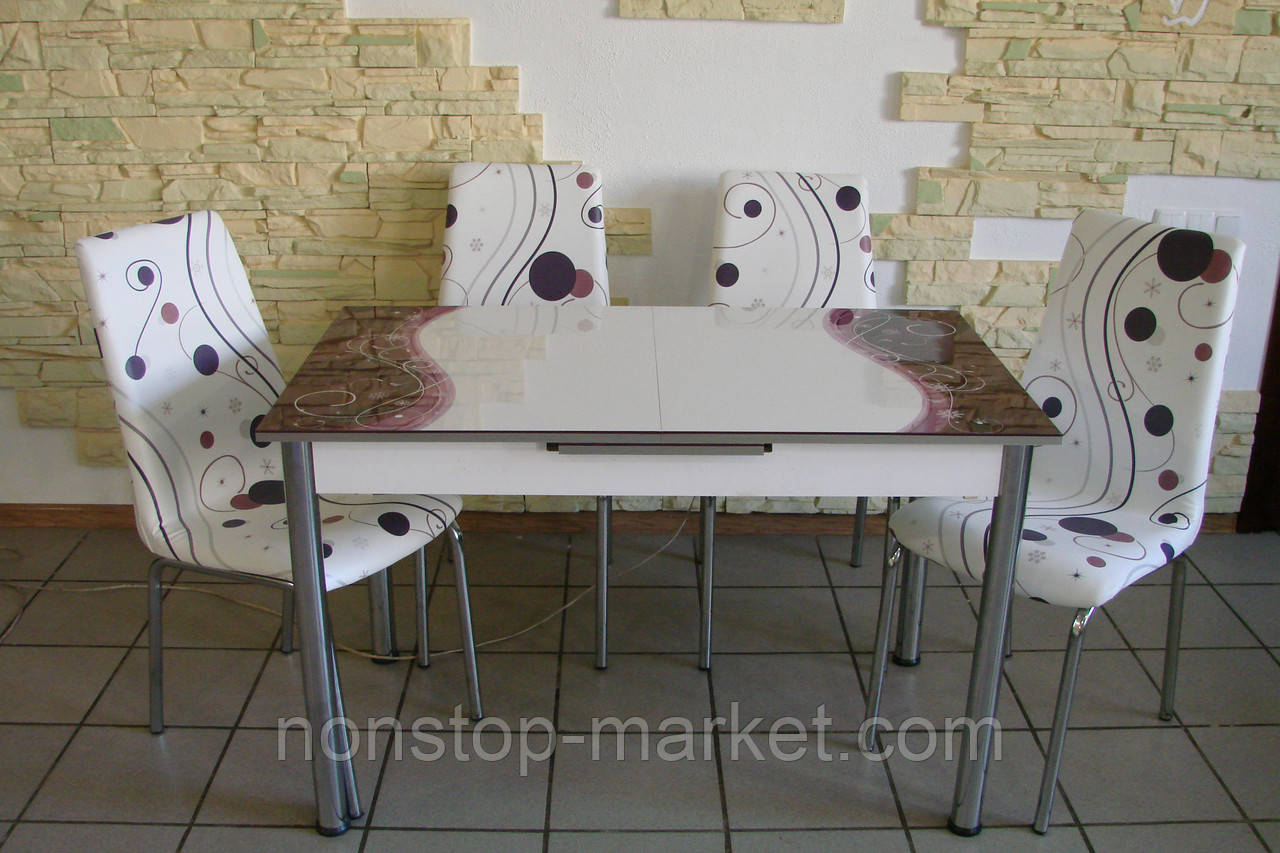 Комплект стол и стулья для кухни "Снежинки фиолетовые" (Лотос-М) - фото 2 - id-p353249289