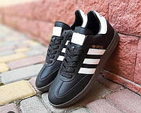 Мужские кроссовки демисезон Adidas Spezial кожа черные с белым р 41-45