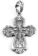 Серебряный крест с Распятием Распятие Христово Валаамская икона Божией Матери