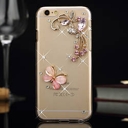 Чохол iphone 6 з камінням, метелик, квіти та стрази