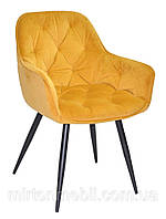 Кресло мягкое Chic (Шик) ВК ткань Vel для гостиной, кафе, желтый