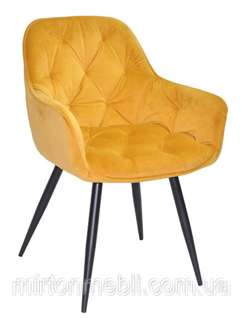 Крісло м'яке Chic (Шик) ВК тканина Vel для вітальні, кафе, жовтий