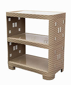 Етажерка пластикова Ротанг на 3 секції капучіно (ПолімерАгро) 52*30*58 см