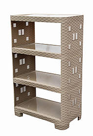 Етажерка пластикова Ротанг на 4 секції капучіно (ПолімерАгро) 52*30*82.5 см