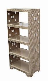 Етажерка пластикова Ротанг на 5 секцій капучіно (ПолімерАгро) 52*30*107 см