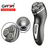 Електробритва з тримером Gemei (акумуляторна) Німеччина роторна, фото 4