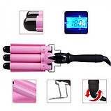 Потрійна плойка щипці для завивання волосся локонів 180-210 °C, Geemy Німеччина, фото 8