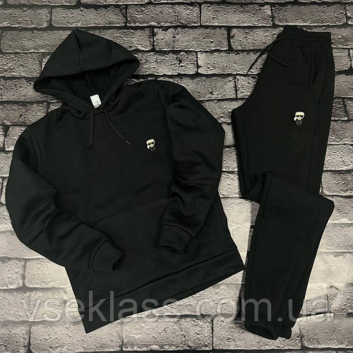 Зима Karl Lagerfeld чорний стильний чоловічий спортивний костюм на ...