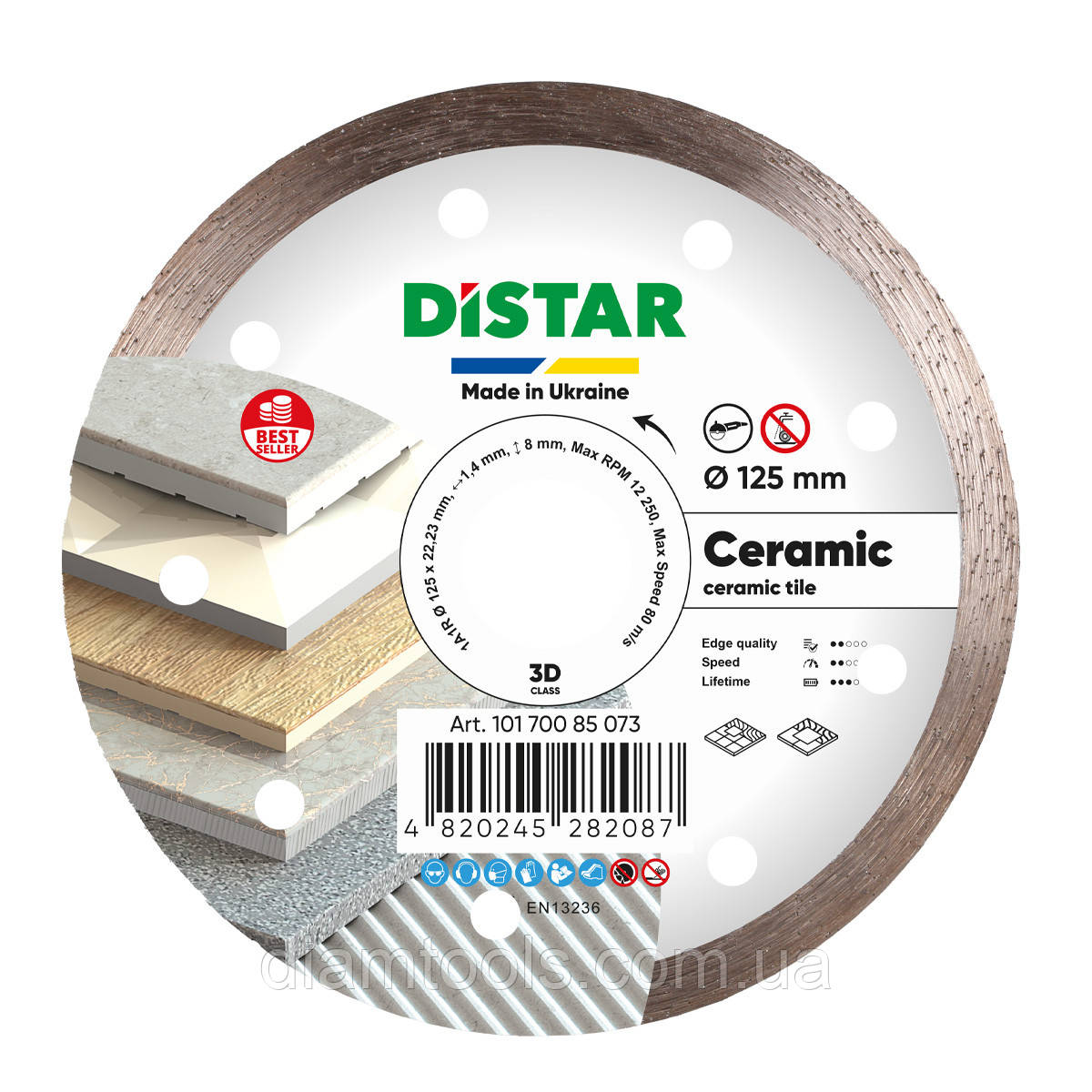 Круг алмазний вiдрiзний по кераміці Distar Ceramic 125x1,4x8x22,23