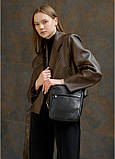 Шкіряна сумка через плече месенджер Sambag Makros чорна, фото 2