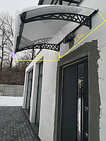 Металлический козырек/крыш над дверью Dash'Ok 1,5х1 м Хайтек монолитный поликарбонат 4 мм