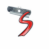 Эмблема решётки радиатора S, Mini Cooper (чёрный+красный)