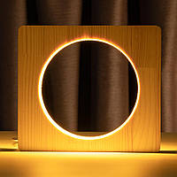 Светильник ночник ArtEco Light из дерева LED "Круг" с пультом и регулировкой света, цвет теплый белый