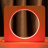 Светильник ночник ArtEco Light из дерева LED "Круг" с пультом и регулировкой цвета, RGB